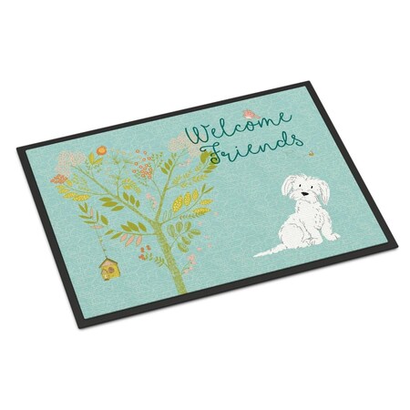 Carolines Treasures Welcome Friends Maltese Indoor or Outdoor Mat, 18 x 27 in. BB7639MAT